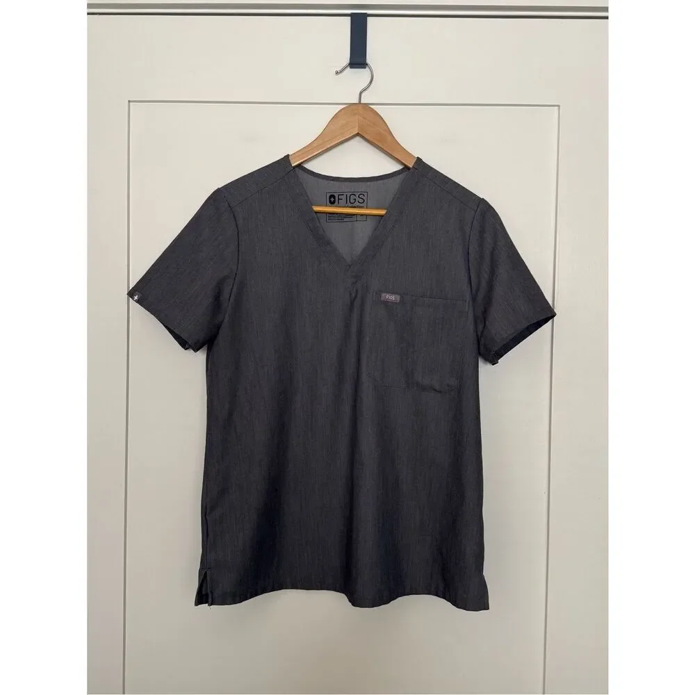 Figs Scrubs Top Catarina One-Pocket Womens Sz M Graphite Medical Nurse PO1568